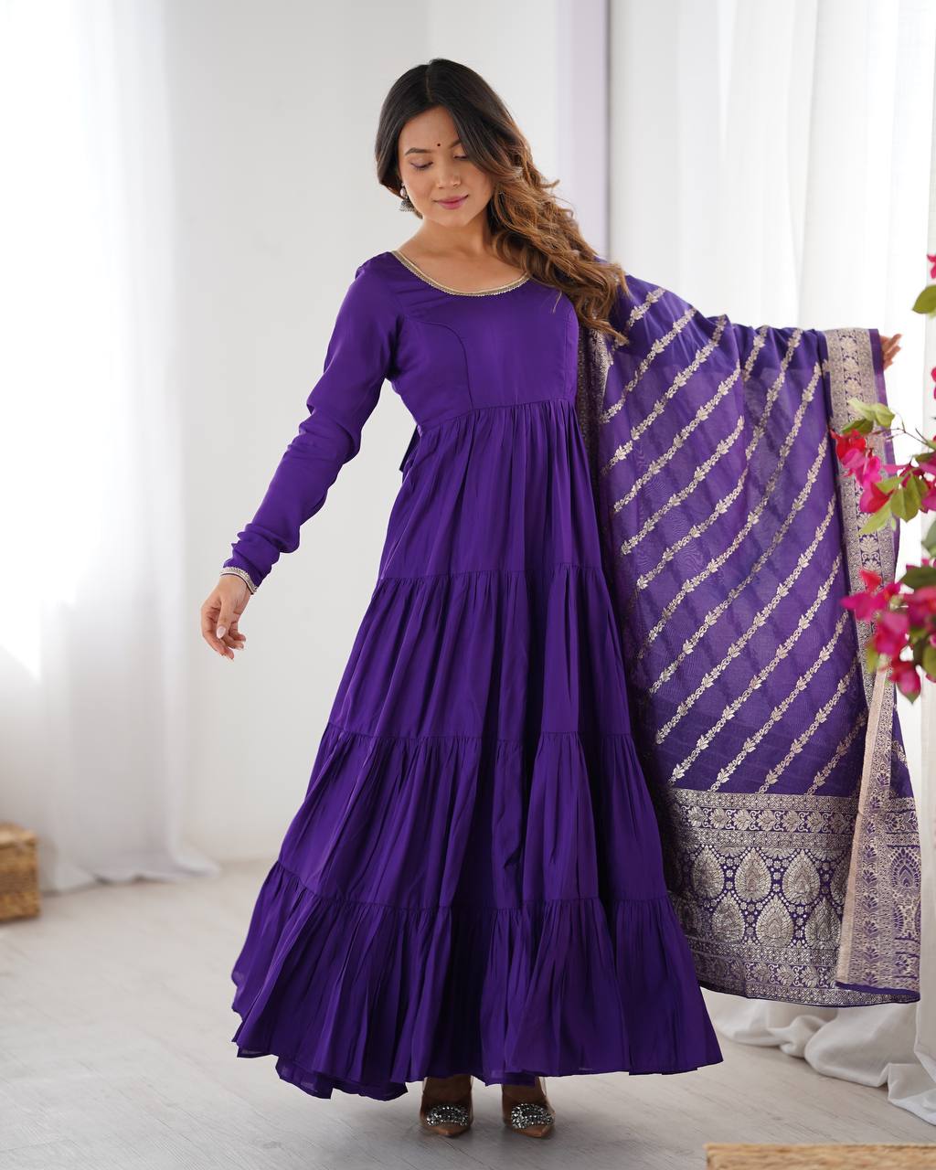 Zuri Romansilk Chanderl Fabric Anarkali