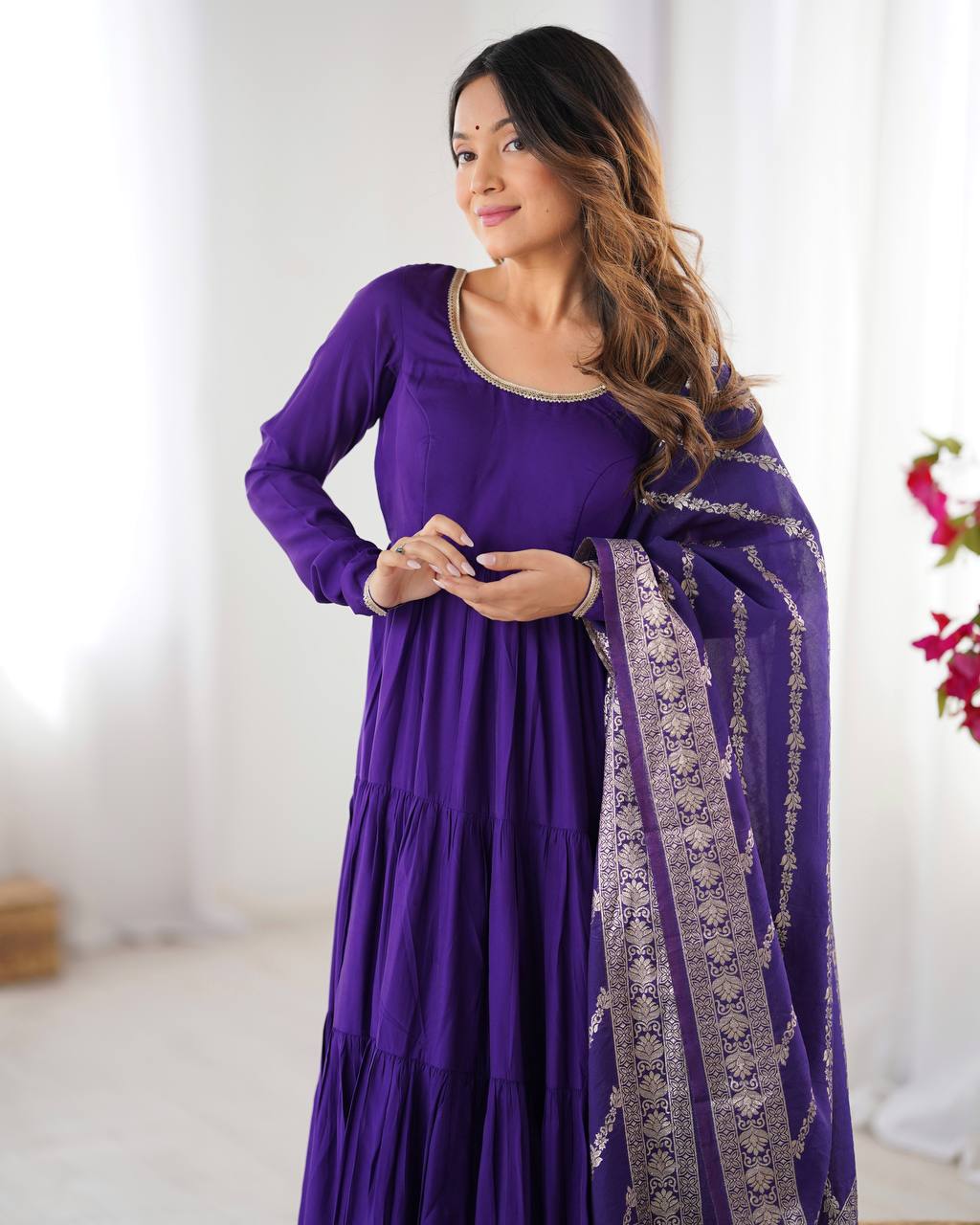 Zuri Romansilk Chanderl Fabric Anarkali