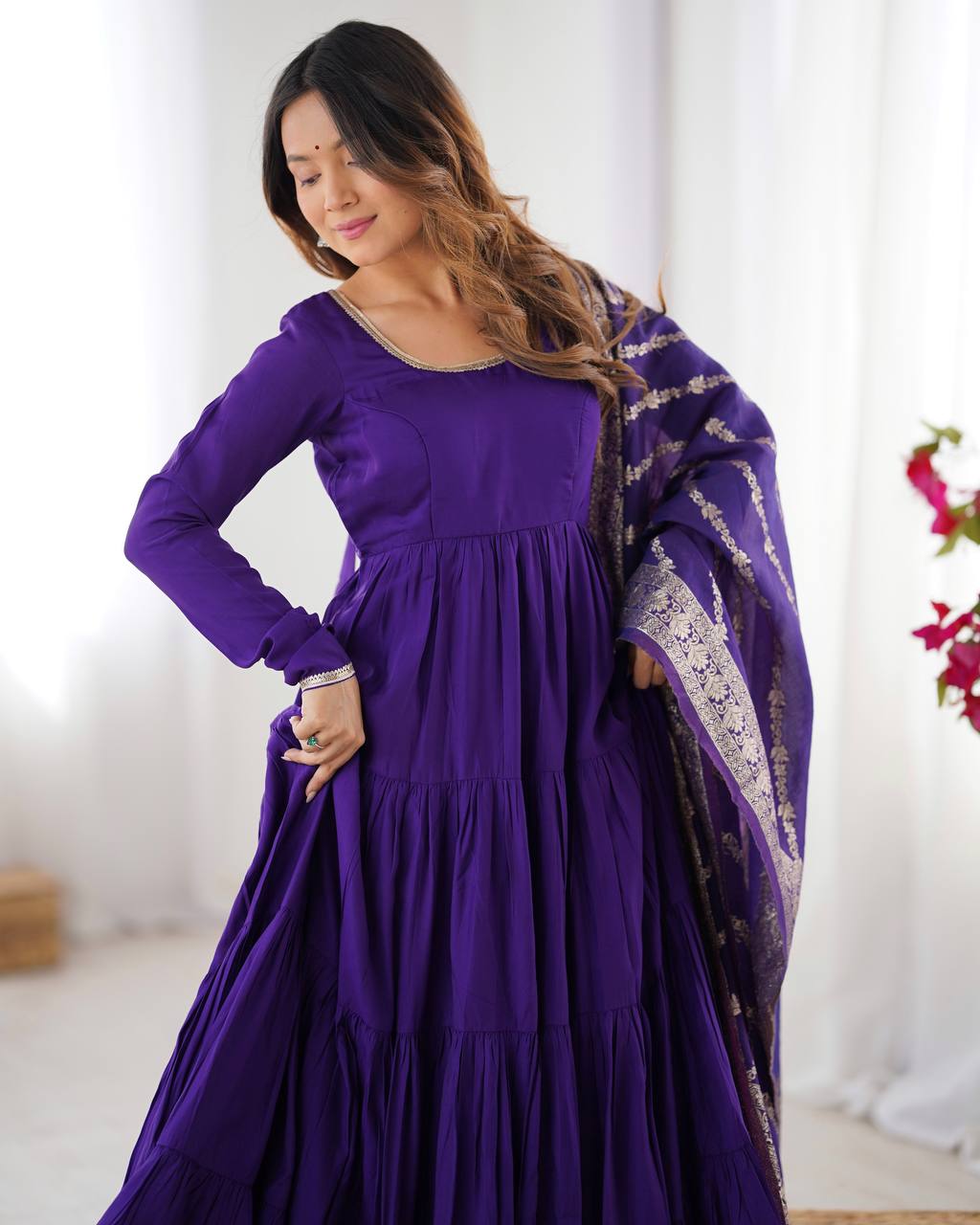 Zuri Romansilk Chanderl Fabric Anarkali