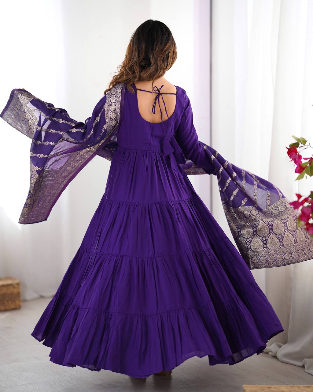 Zuri Romansilk Chanderl Fabric Anarkali