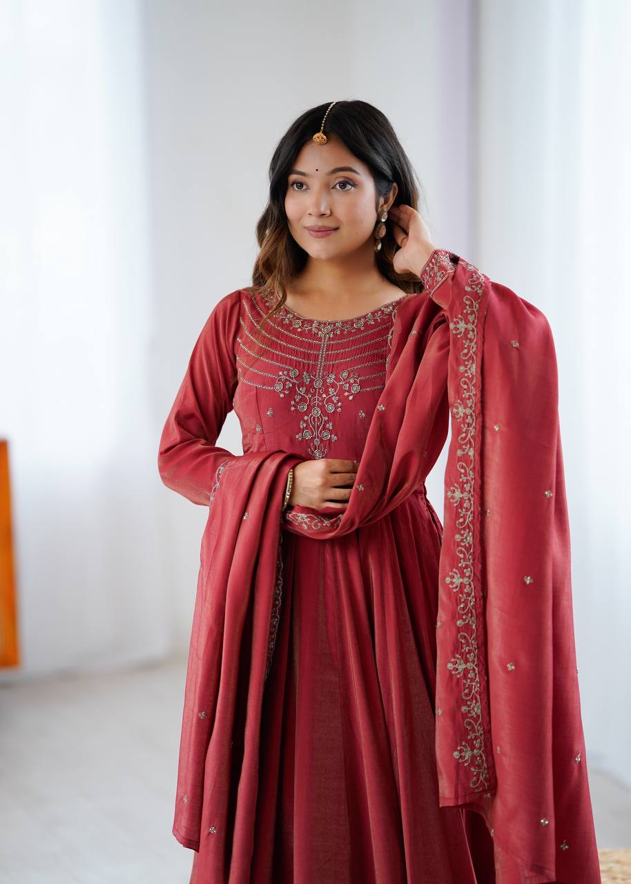 Mahi Chanderi Silk Anarkali Gown