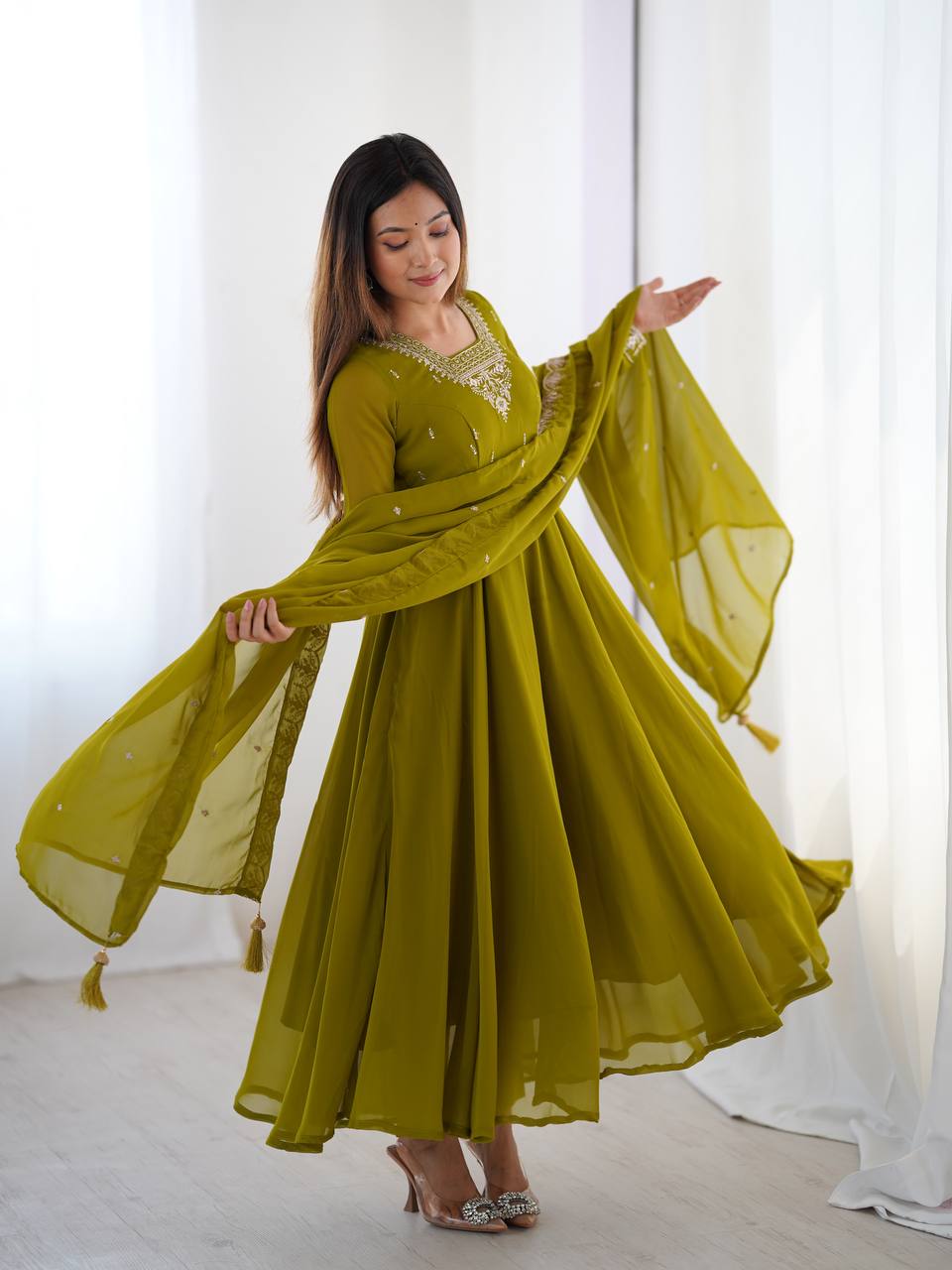 Krisha Heritage Embroidered Georgette Anarkali Set