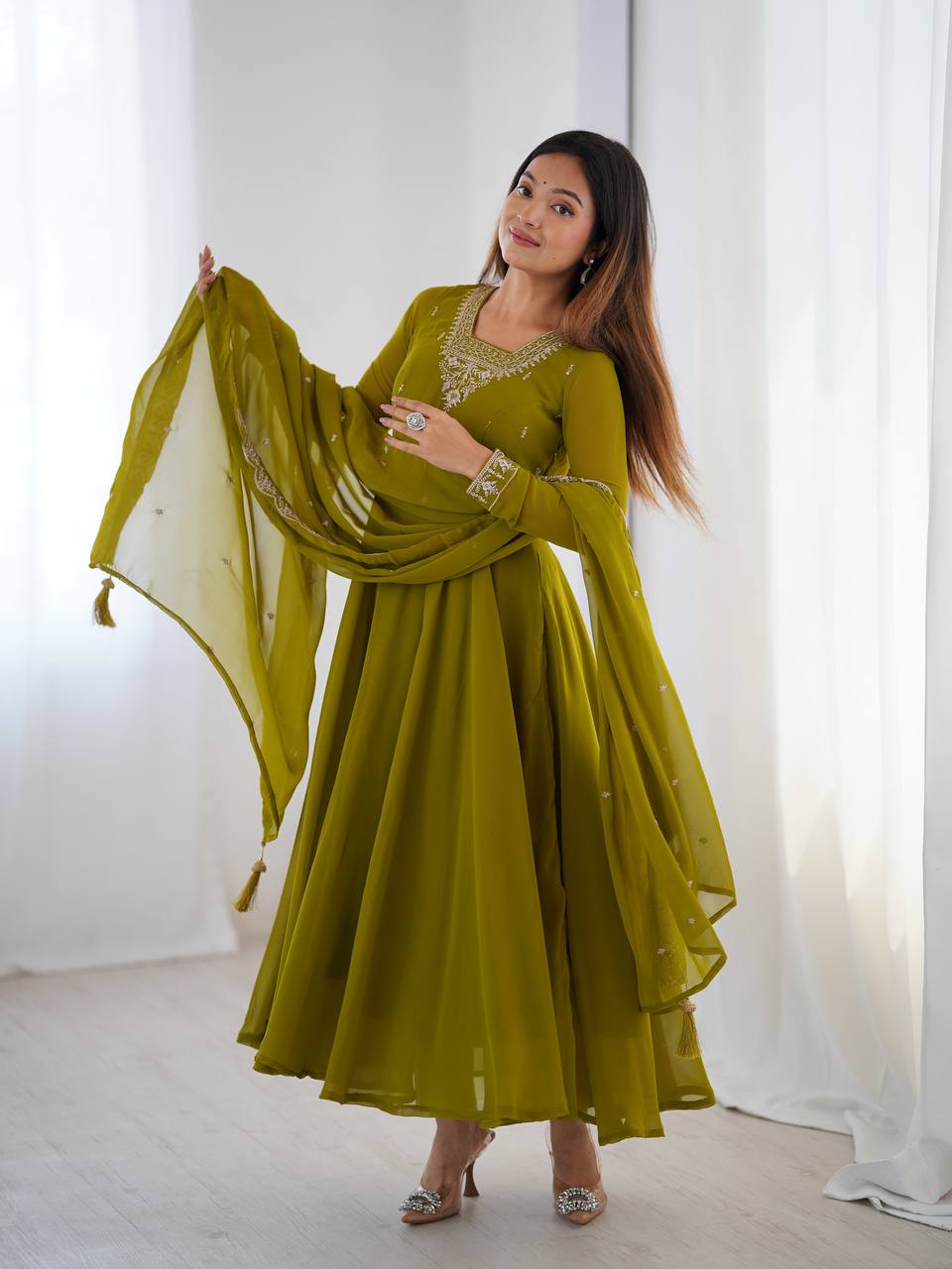 Krisha Heritage Embroidered Georgette Anarkali Set