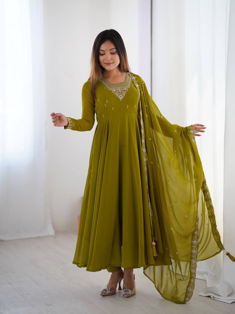 Krisha Heritage Embroidered Georgette Anarkali Set