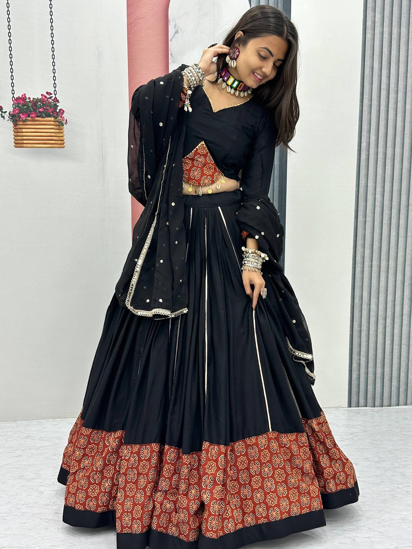 Nine-Night Queen's Fox Georgette Lehenga Choli