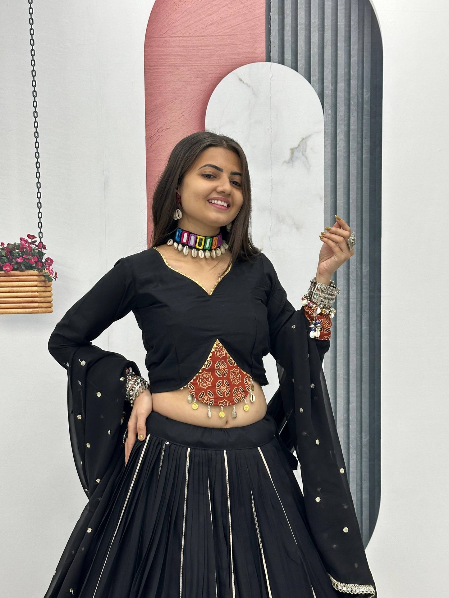 Nine-Night Queen's Fox Georgette Lehenga Choli