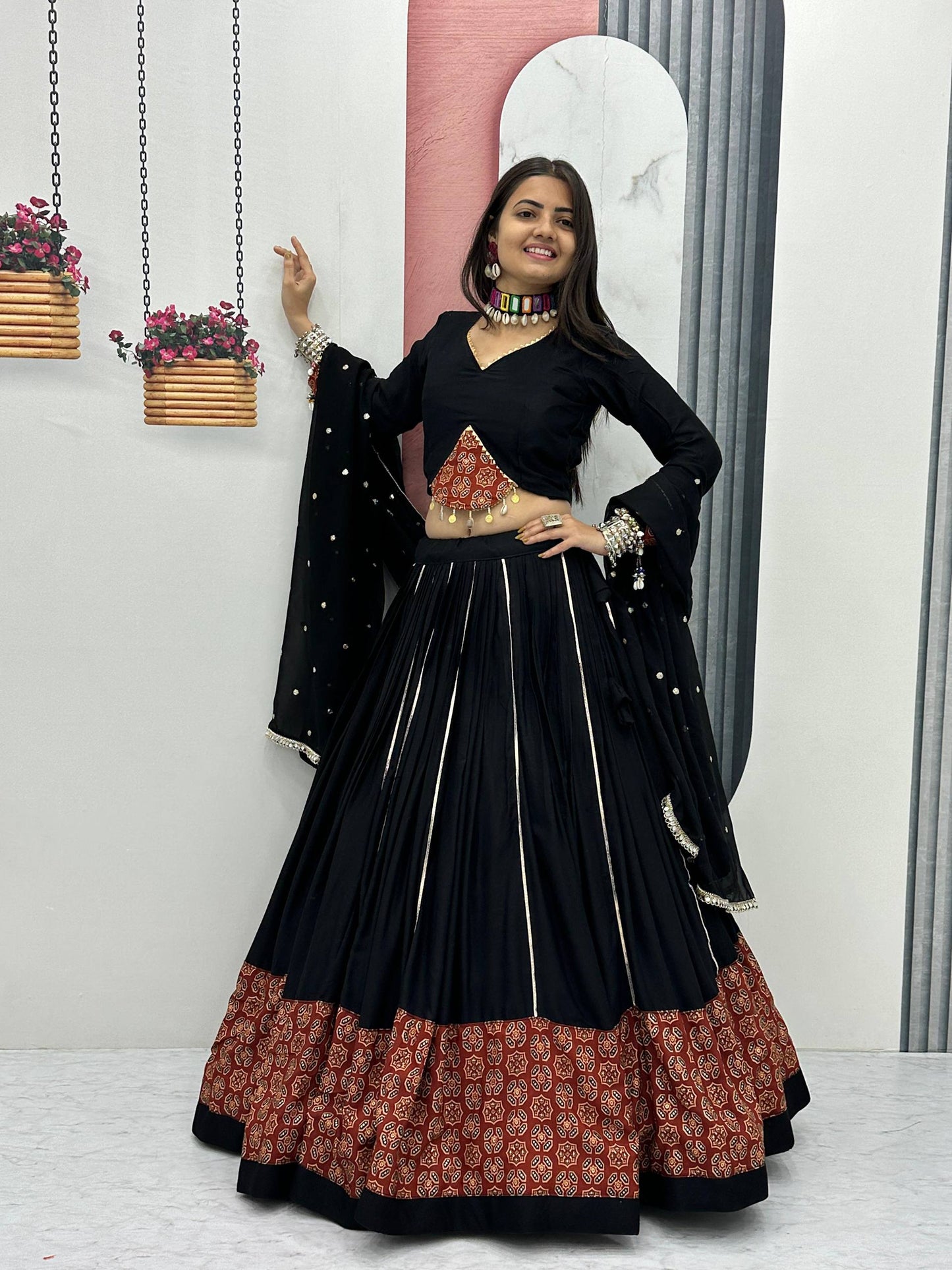 Nine-Night Queen's Fox Georgette Lehenga Choli
