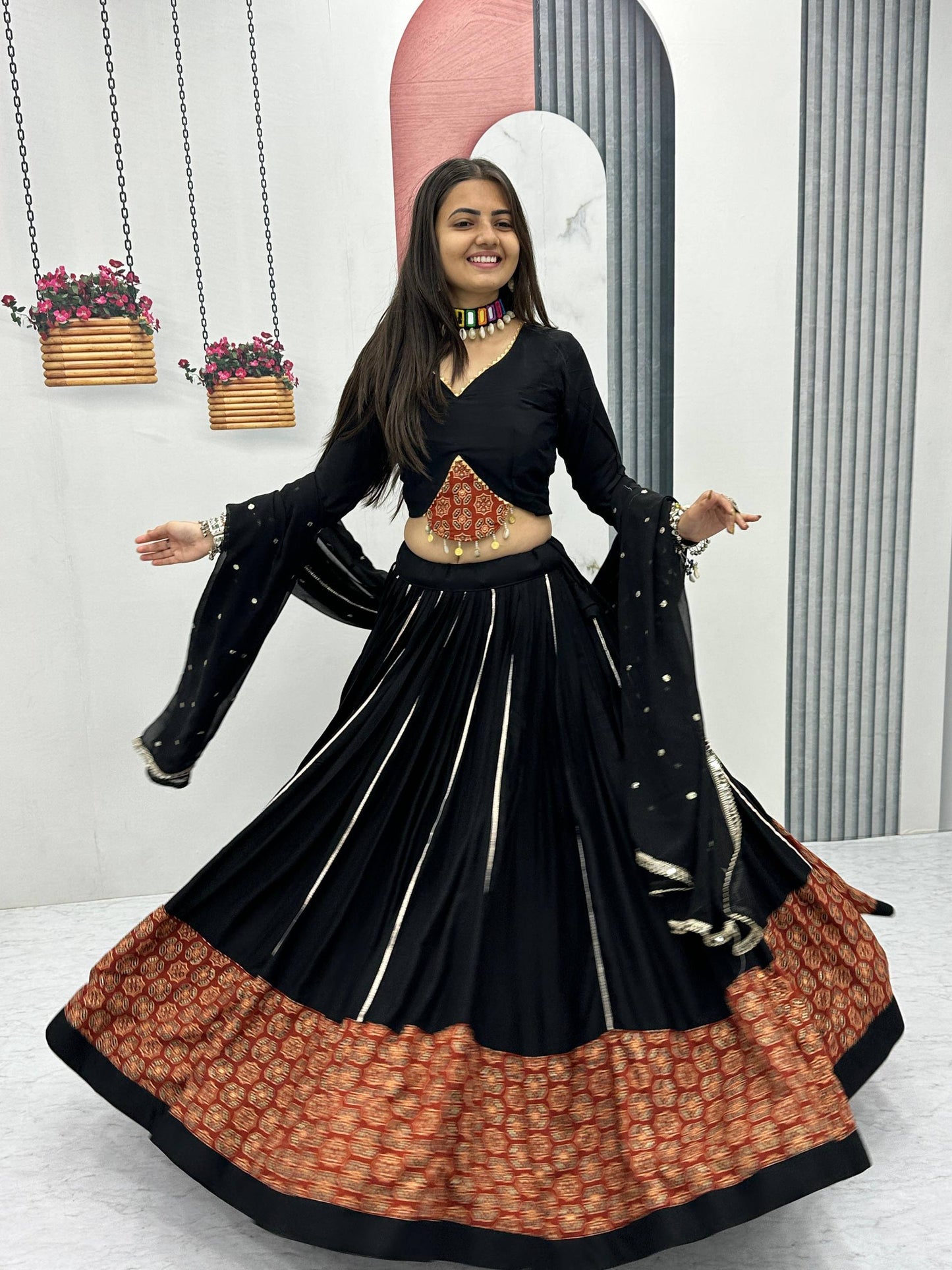 Nine-Night Queen's Fox Georgette Lehenga Choli