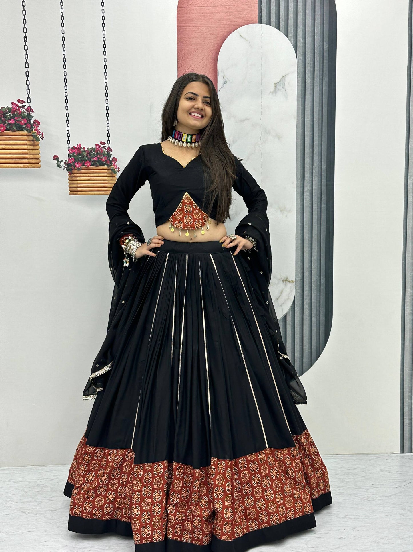 Nine-Night Queen's Fox Georgette Lehenga Choli