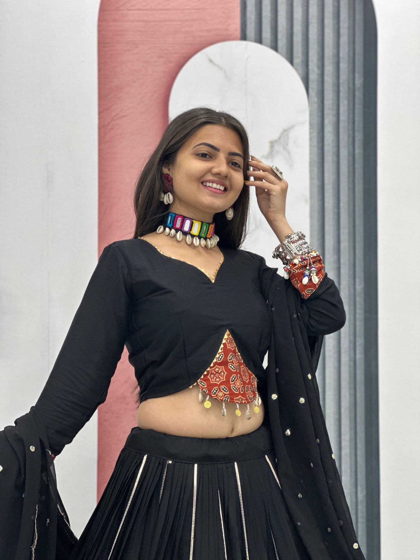 Nine-Night Queen's Fox Georgette Lehenga Choli