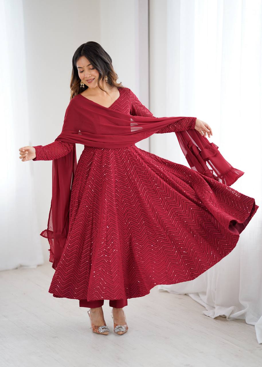 RaniI Ruffled Flared Anarkali Set