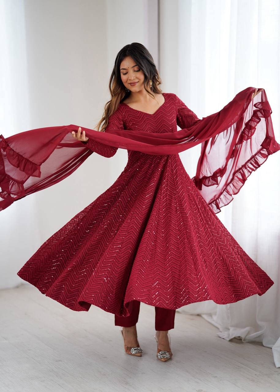RaniI Ruffled Flared Anarkali Set