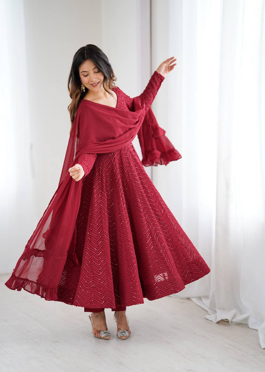 RaniI Ruffled Flared Anarkali Set