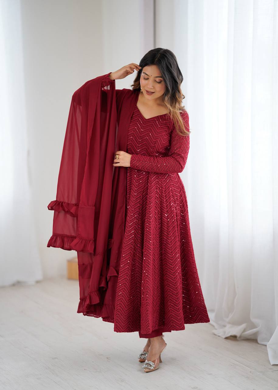 RaniI Ruffled Flared Anarkali Set