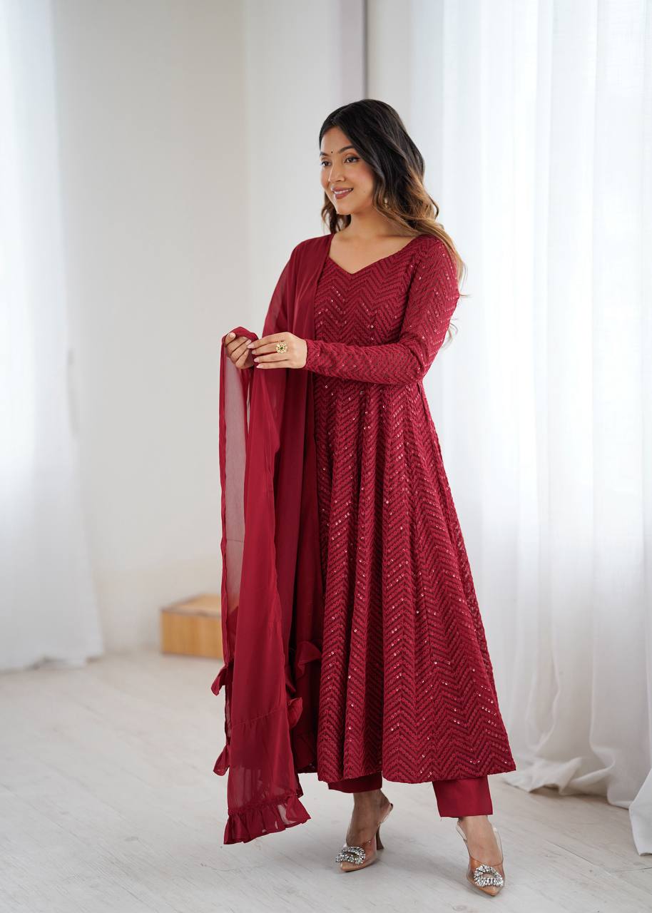 RaniI Ruffled Flared Anarkali Set