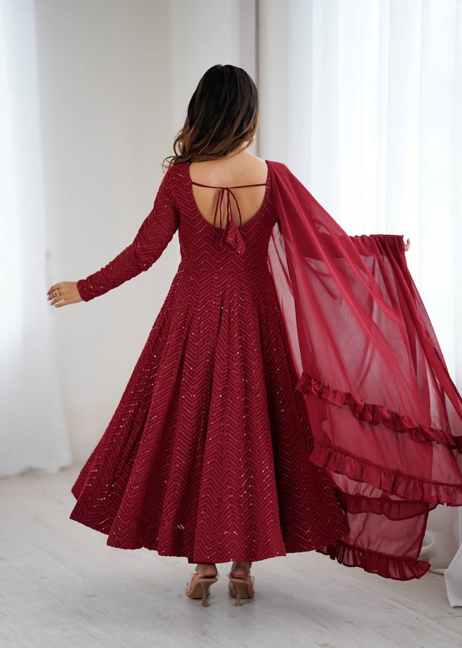 RaniI Ruffled Flared Anarkali Set