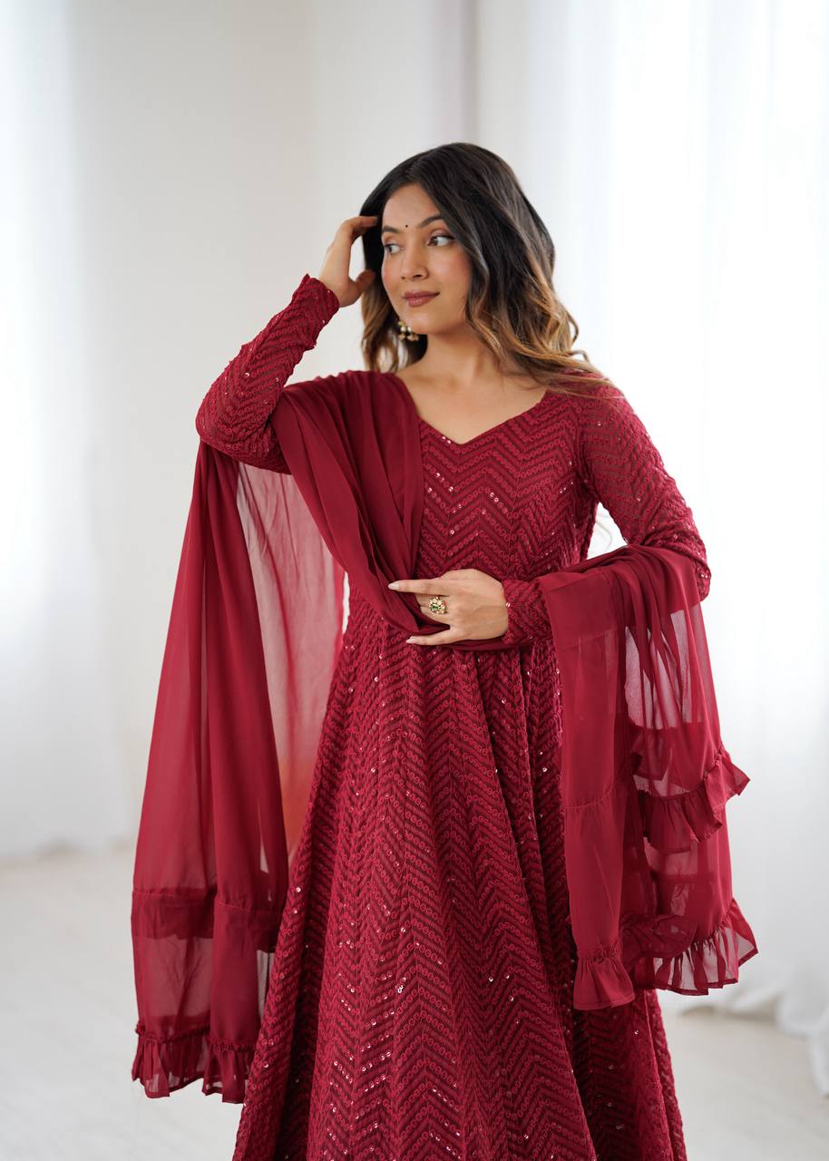 RaniI Ruffled Flared Anarkali Set