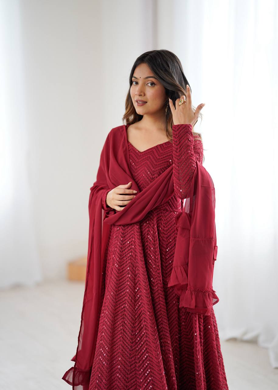 RaniI Ruffled Flared Anarkali Set