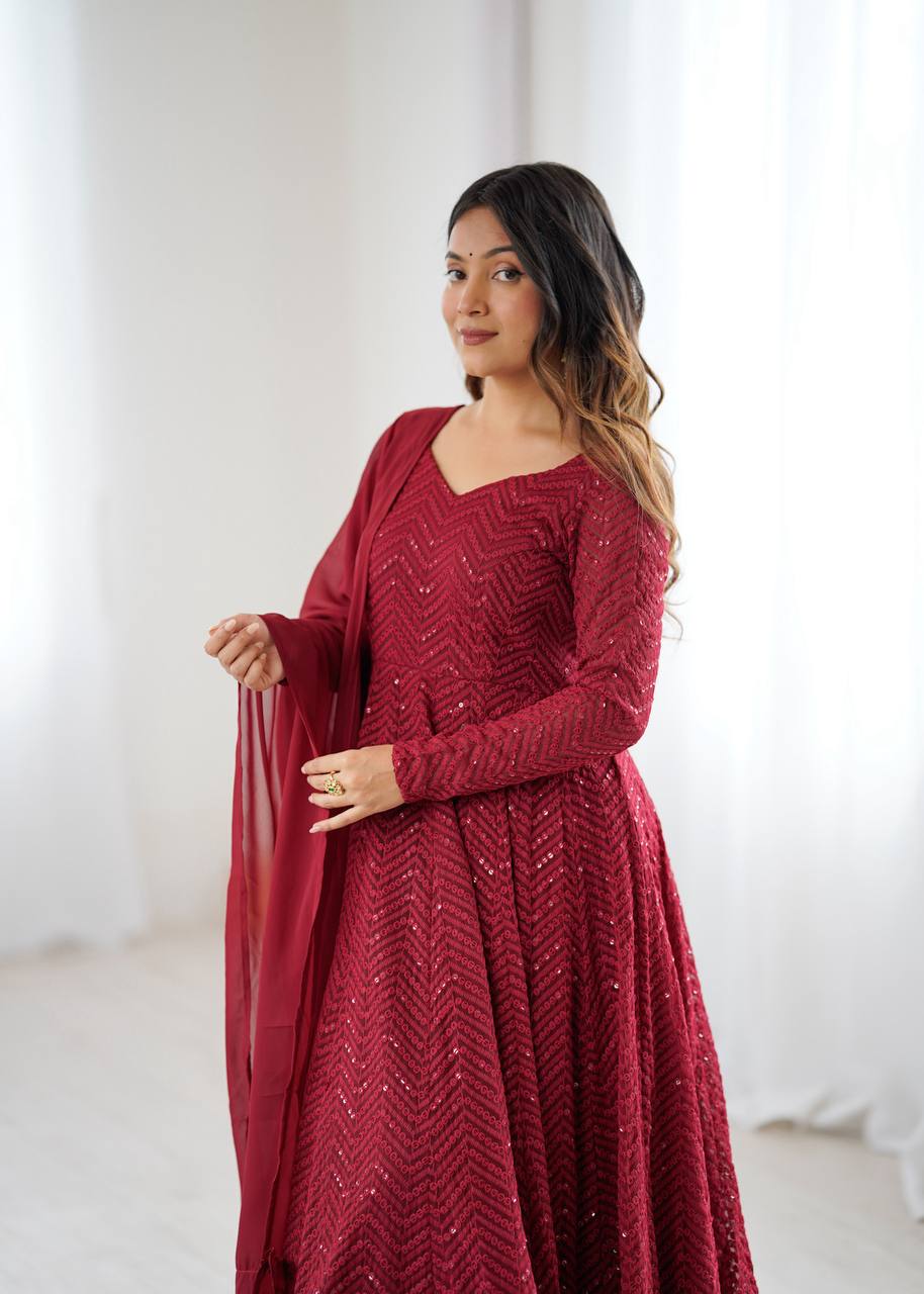 RaniI Ruffled Flared Anarkali Set