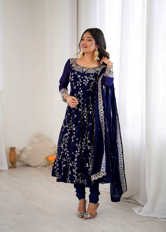 Rashi Blue Heavy Faux Georgette Pretty Anarkali Gown