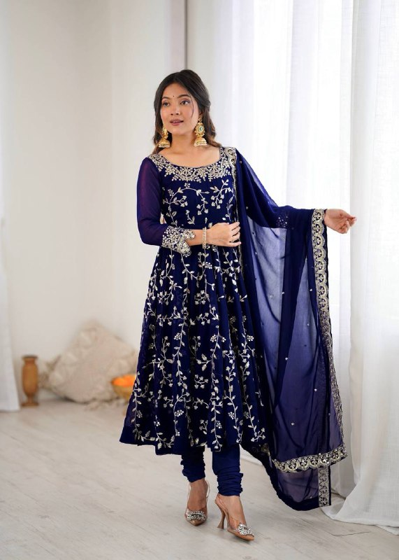 Rashi Blue Heavy Faux Georgette Pretty Anarkali Gown