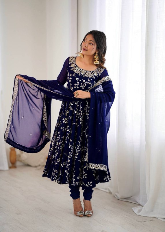 Rashi Blue Heavy Faux Georgette Pretty Anarkali Gown