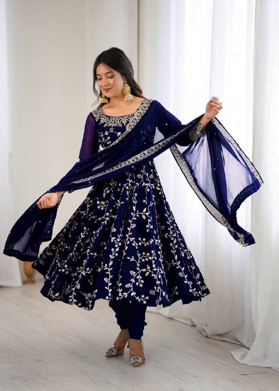 Rashi Blue Heavy Faux Georgette Pretty Anarkali Gown