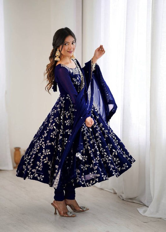 Rashi Blue Heavy Faux Georgette Pretty Anarkali Gown
