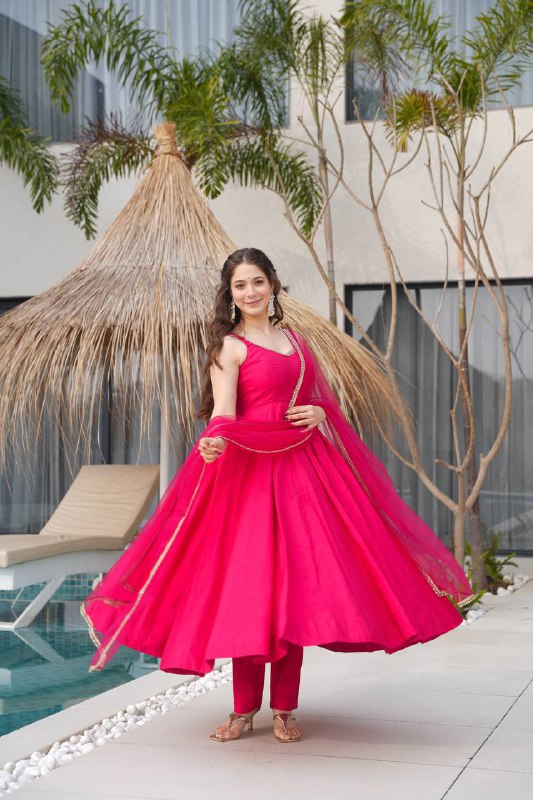Trisha Pink Romansilk Chanderi Anarkali
