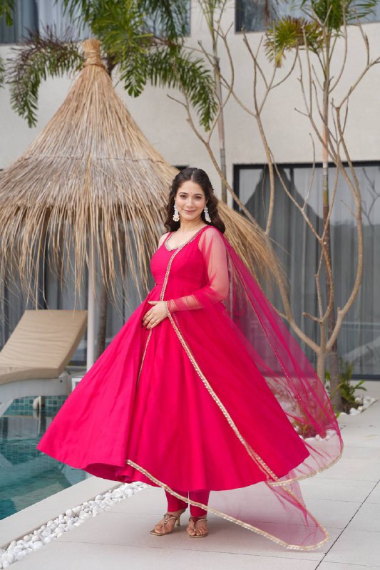 Trisha Pink Romansilk Chanderi Anarkali