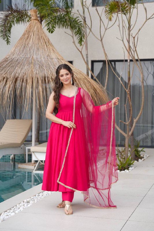 Trisha Pink Romansilk Chanderi Anarkali
