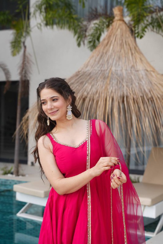 Trisha Pink Romansilk Chanderi Anarkali