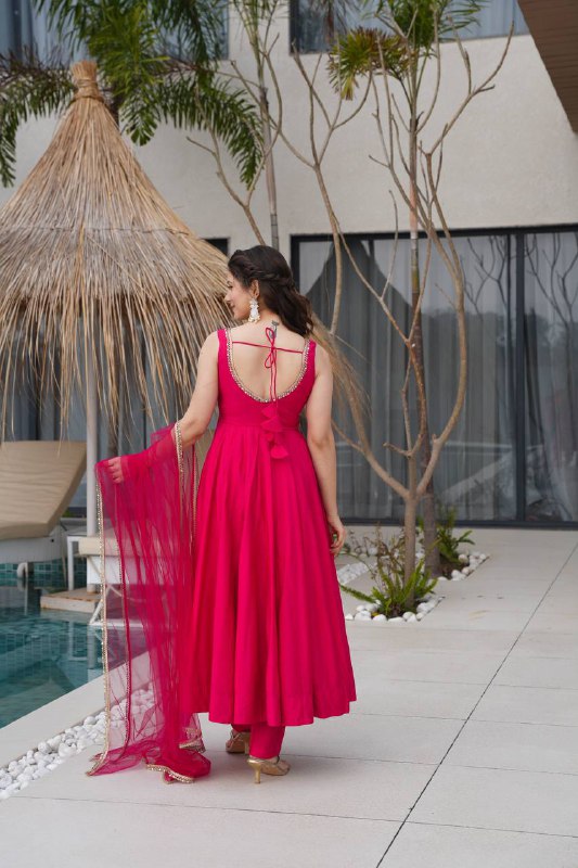 Trisha Pink Romansilk Chanderi Anarkali