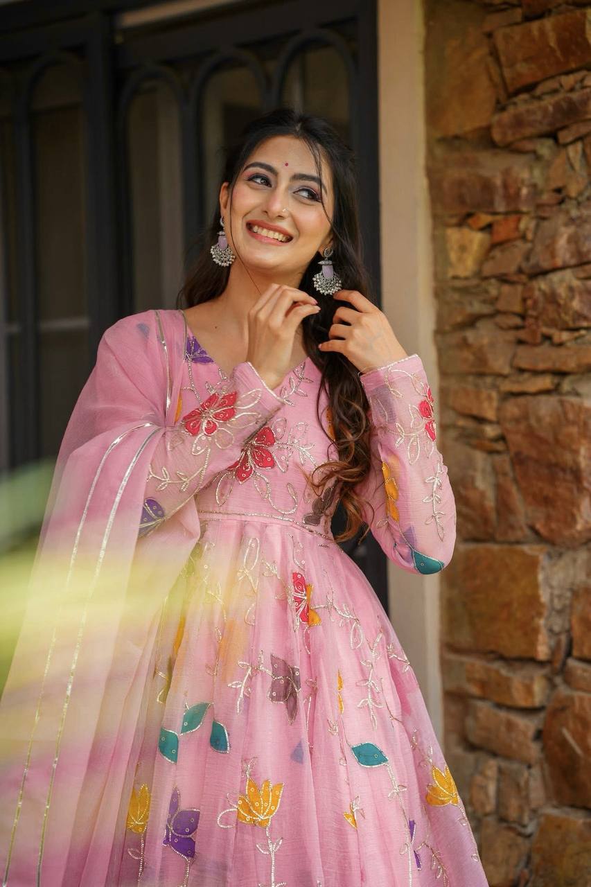 Pink Pari Jaipuri Beautifull Suit Set