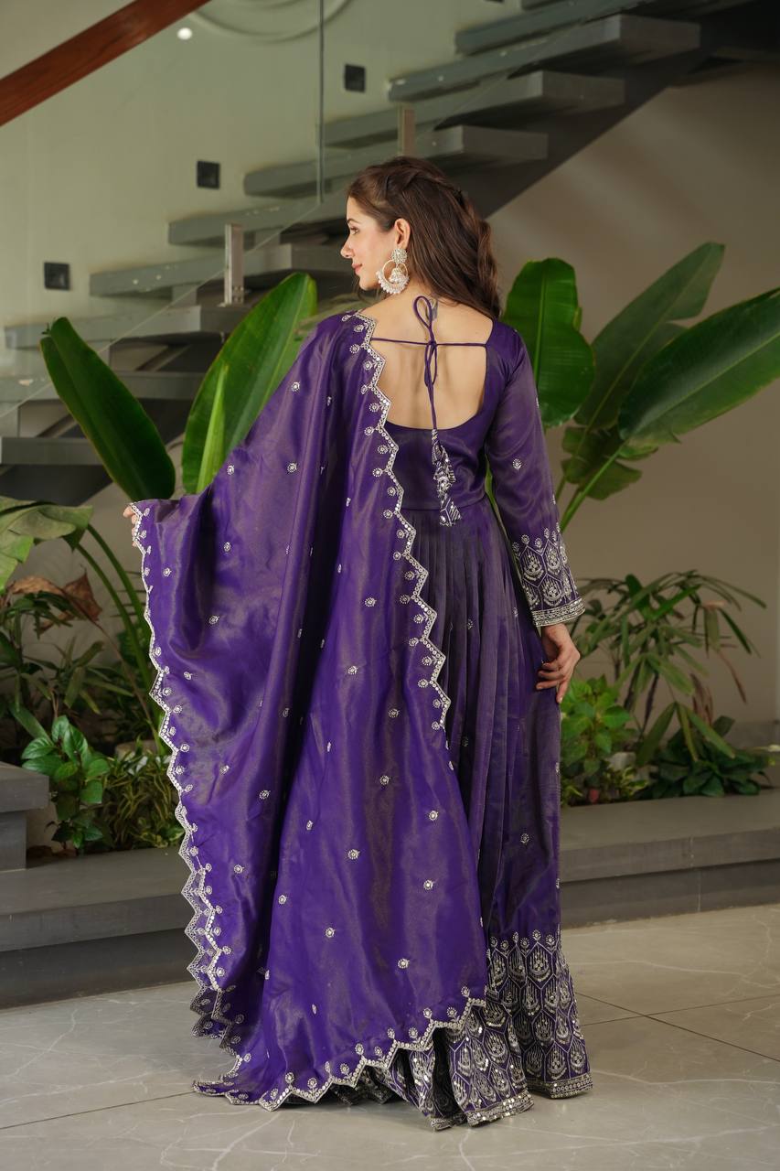 Ziya's Designer Party Wear Shimmer Silk Gown