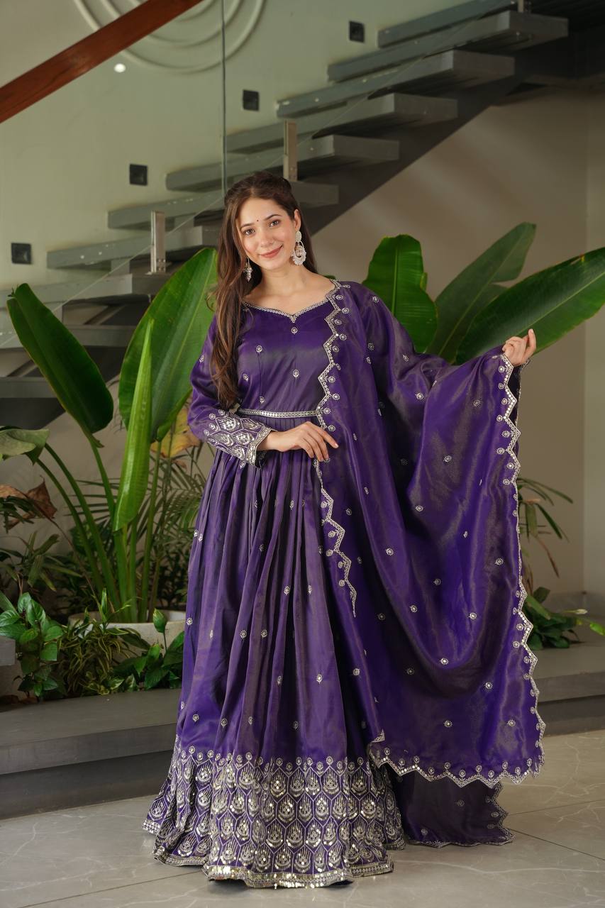 Ziya's Designer Party Wear Shimmer Silk Gown