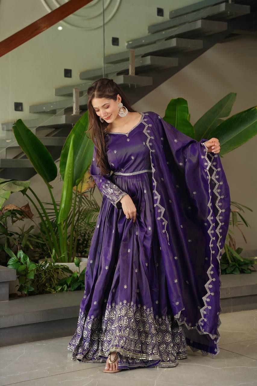 Ziya's Designer Party Wear Shimmer Silk Gown