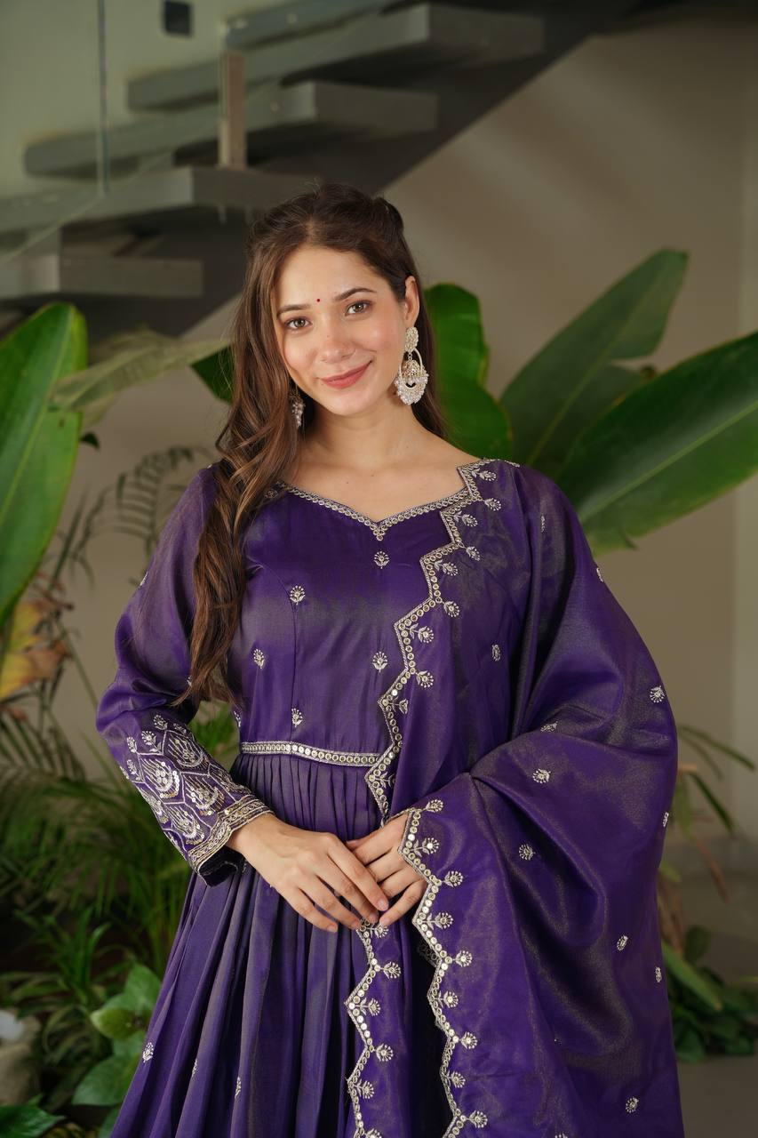 Ziya's Designer Party Wear Shimmer Silk Gown