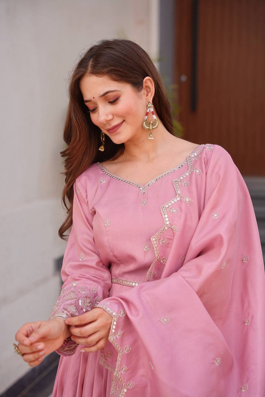 Ziya's Designer Party Wear Shimmer Silk Gown