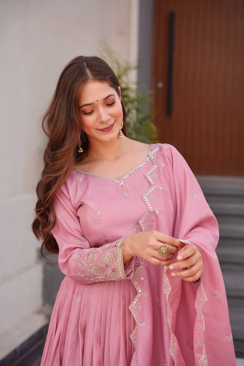 Ziya's Designer Party Wear Shimmer Silk Gown