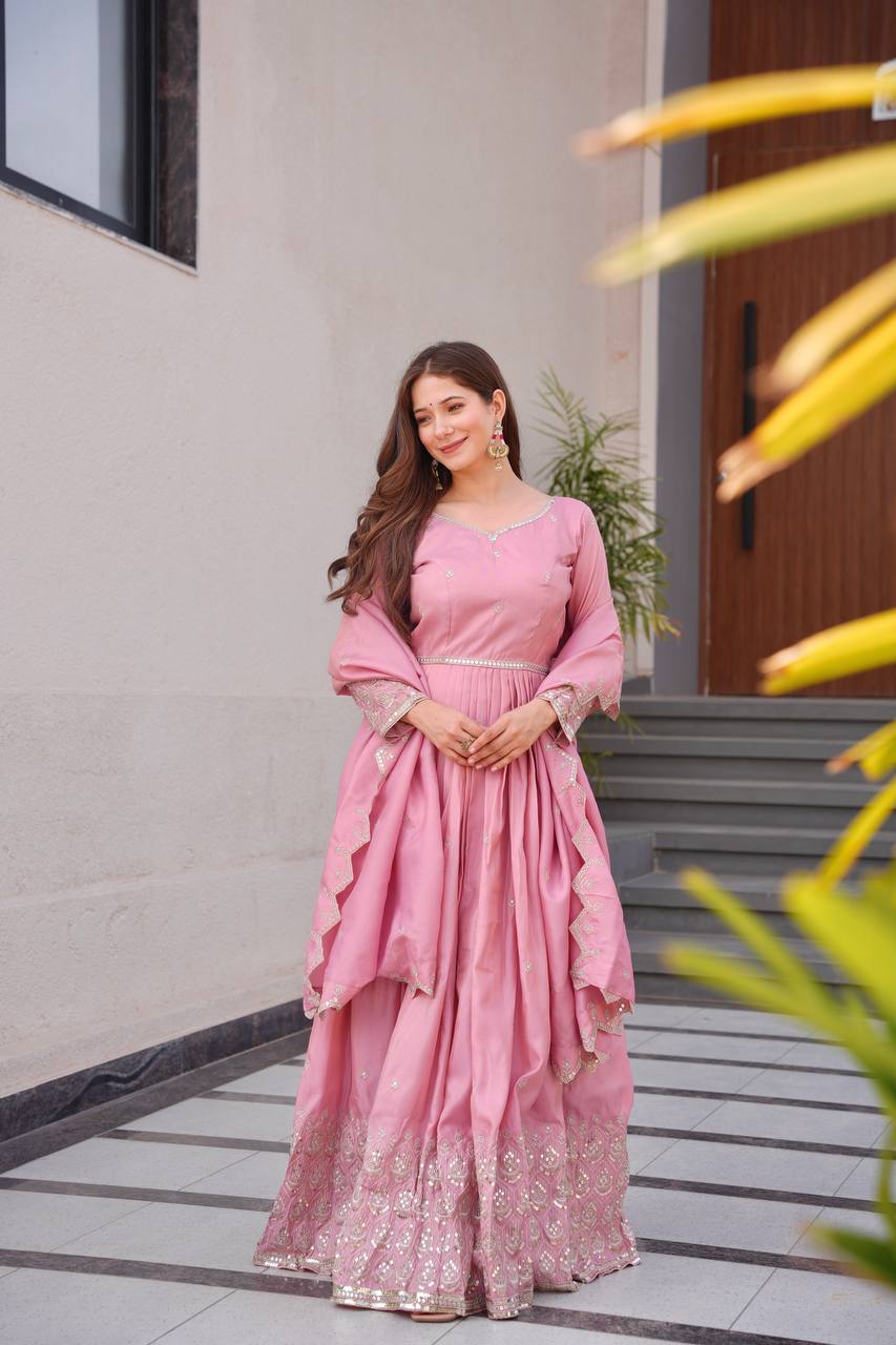 Ziya's Designer Party Wear Shimmer Silk Gown