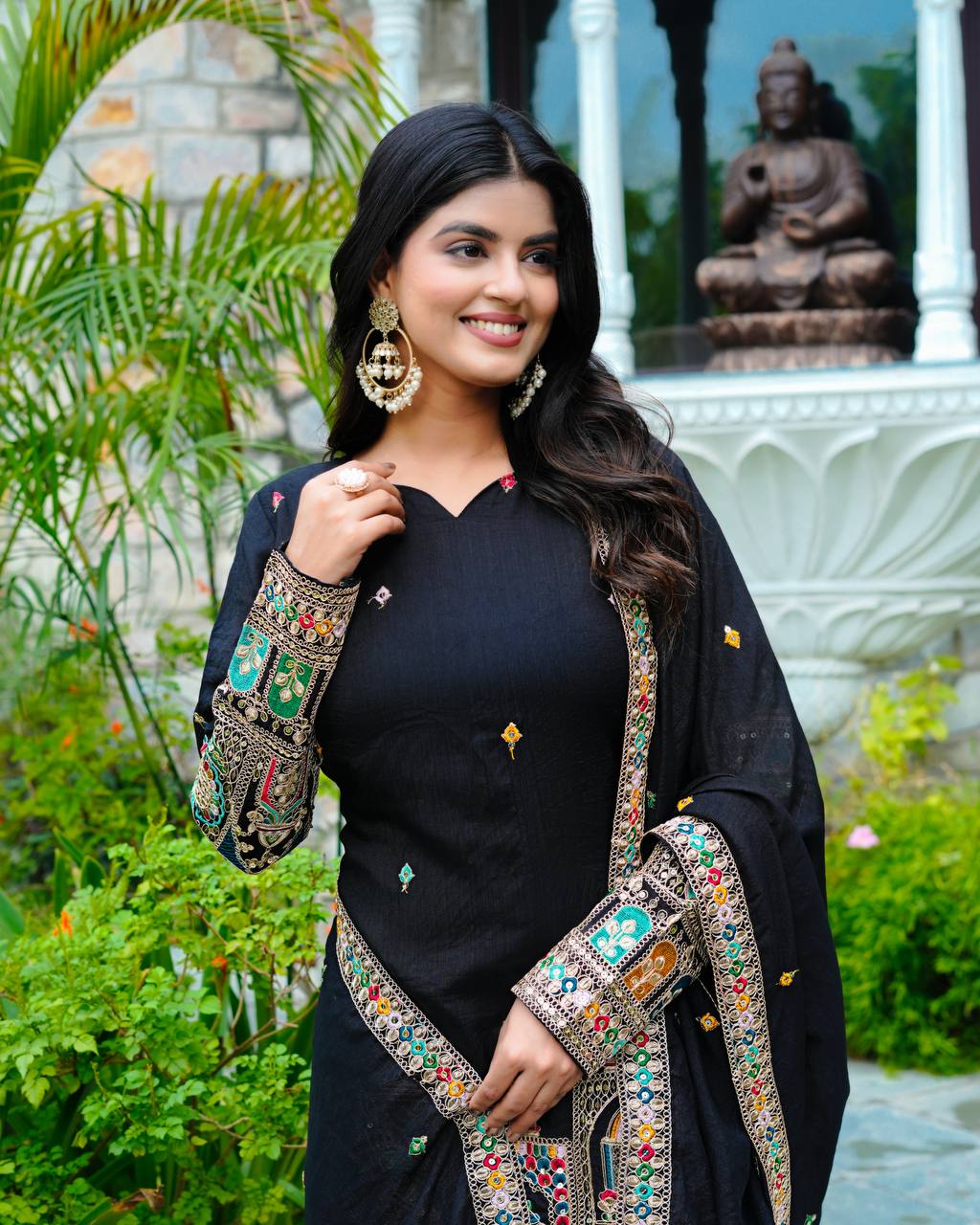 Mirza Designer Chinnon Silk Sharara Suit