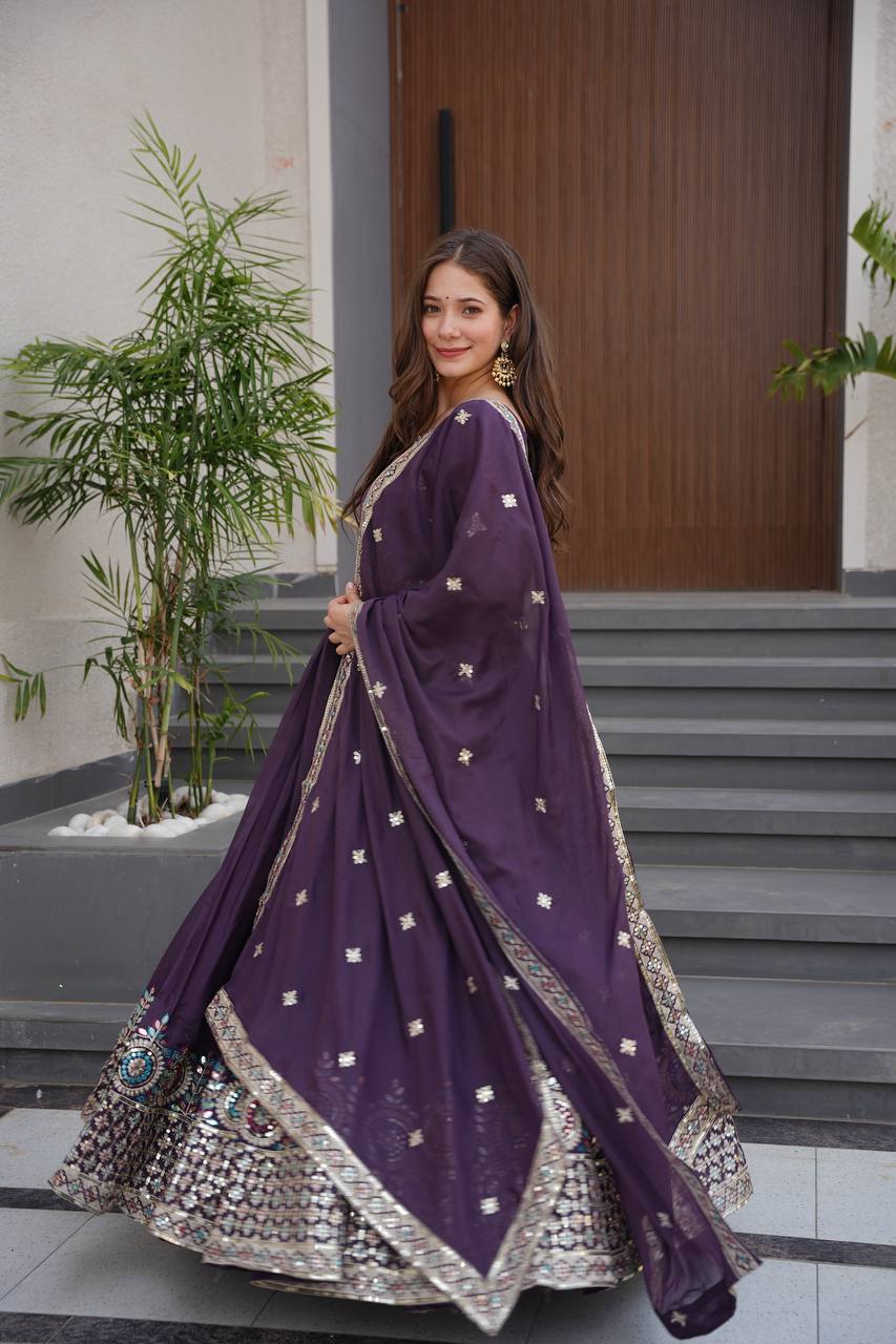 Rakhi Heavy Diamond Silk Designer Gown Set