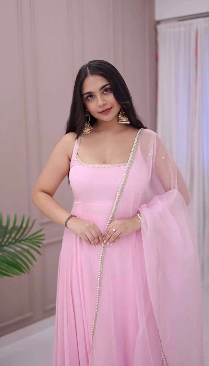 Aisha Pink Gown with Organza Dupatta