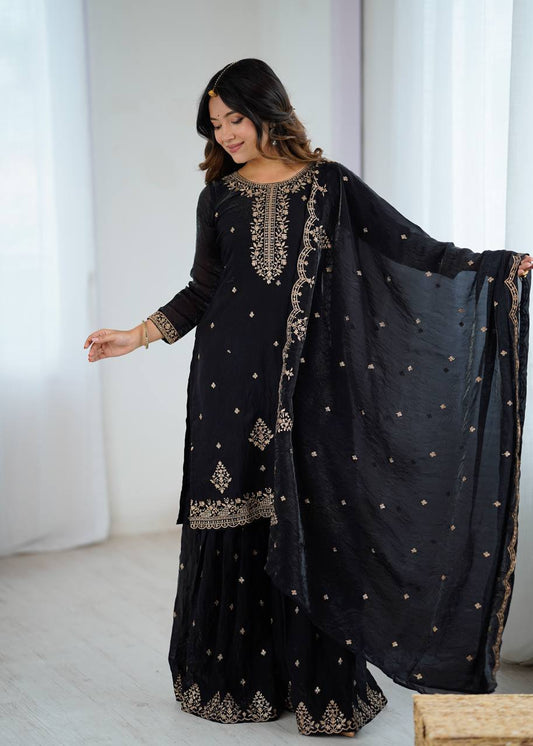 Zeenat Crunchy Silk Sharara Suit