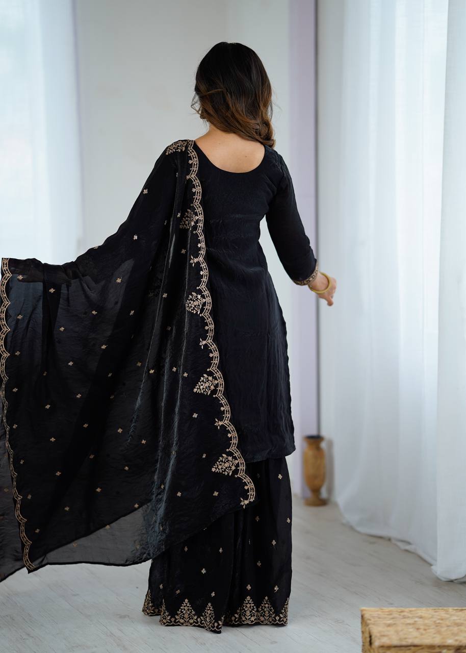 Zeenat Crunchy Silk Sharara Suit