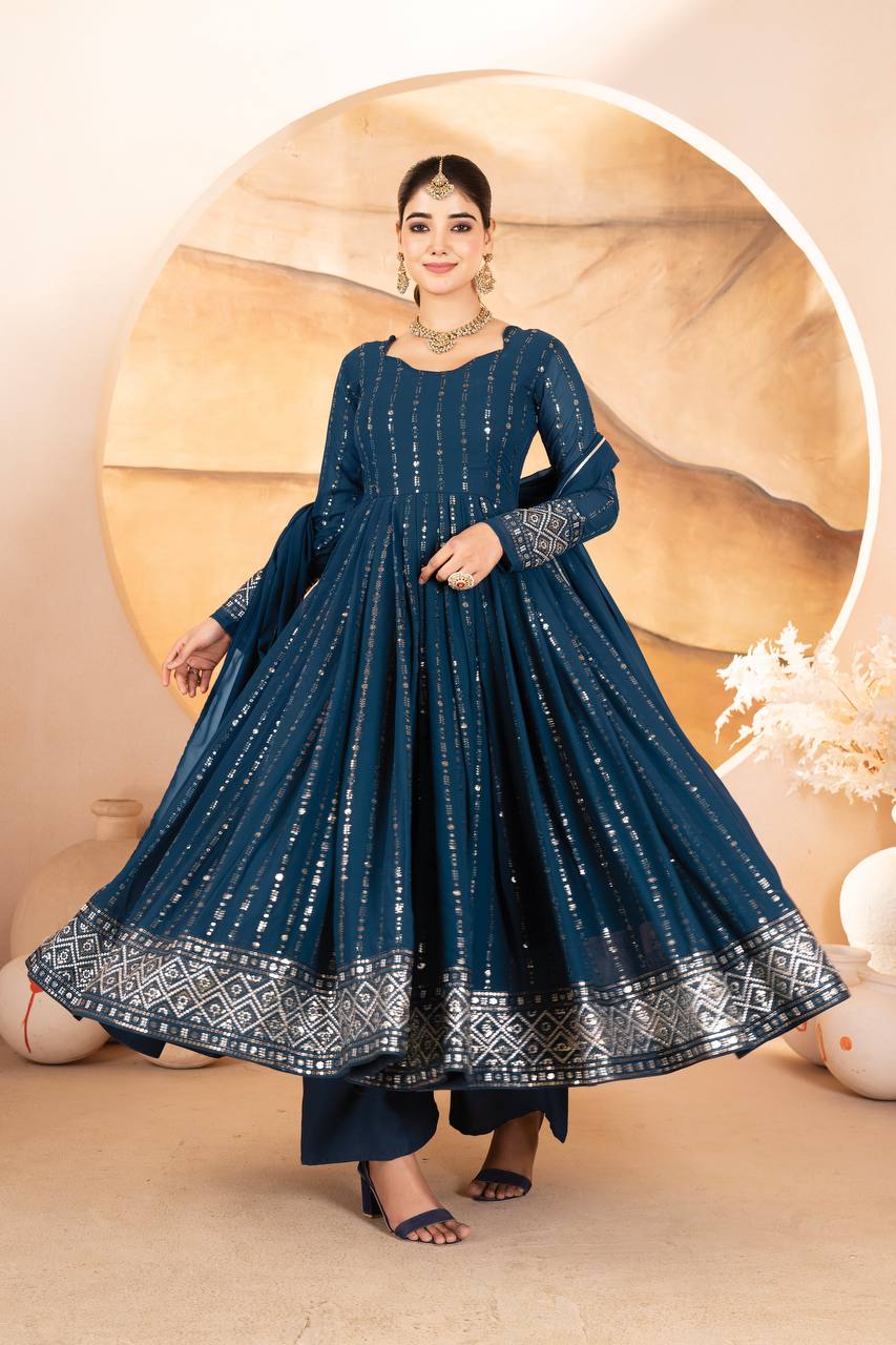 Neha Crafted Zarista Blue Anarkali Suit