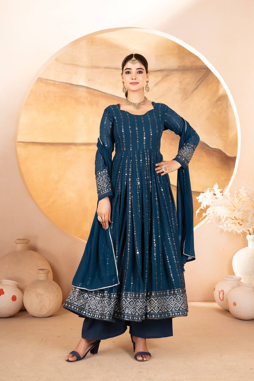 Neha Crafted Zarista Blue Anarkali Suit