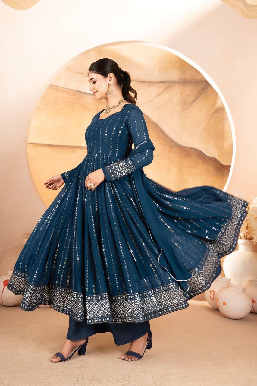 Neha Crafted Zarista Blue Anarkali Suit
