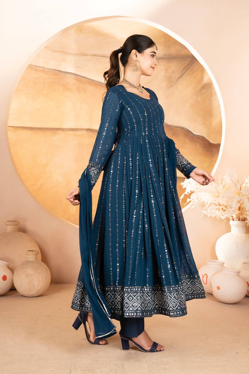 Neha Crafted Zarista Blue Anarkali Suit